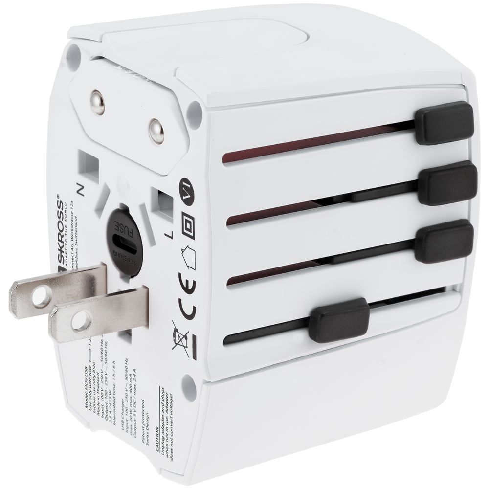 Зарядное устройство S-Kross MUV USB для путешествий, белое